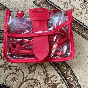 Mini clear y2k purse in red